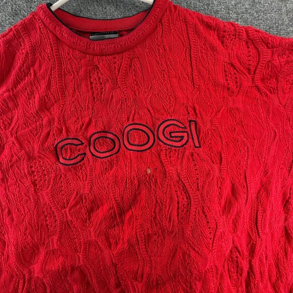 COOGI Australia Red Knit Pullover Sweater Spell Out Logo 3D Biggie 4XL Cotton - Picture 12 of 16